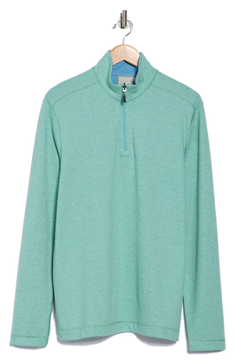 NICOBY Mélange Reversible Quarter Zip Sweatshirt, Alternate, color, Green/Blue