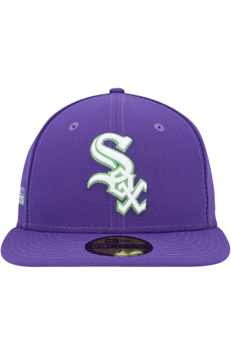 New Era Men's New Era Purple Chicago White Sox Lime Side Patch 59FIFTY Fitted Hat, Alternate, color, Purple