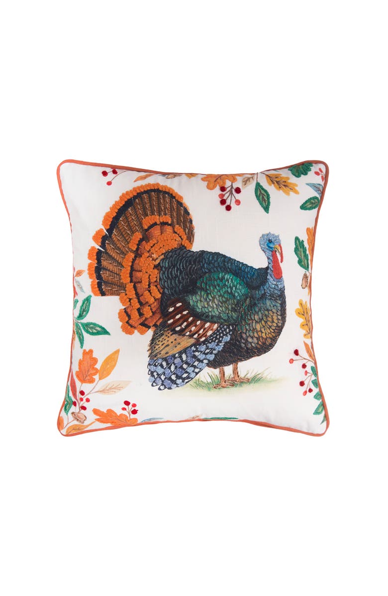 C&F Home Thanksgiving Turkey Cotton Blend Accent Throw Pillow 18" x 18", Main, color, Blue