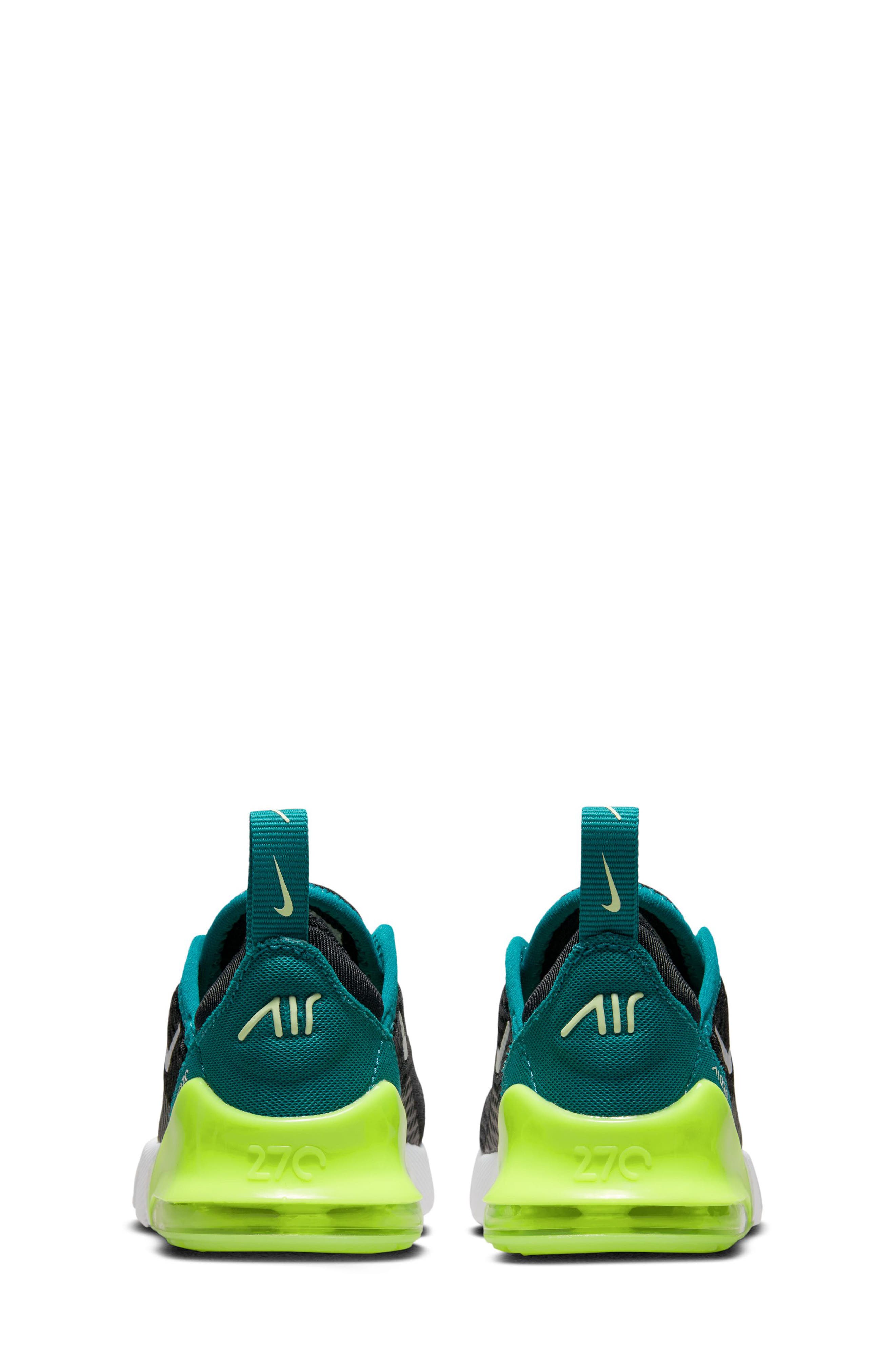 Kids' Air Max 270 Sneaker, Alternate, color, BLACK/ WHITE/ BRIGHT SPRUCE