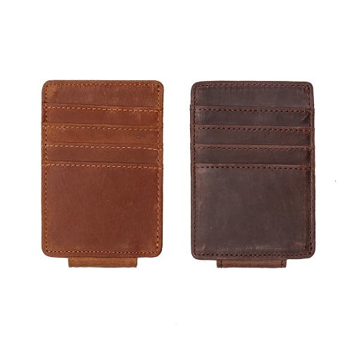 Steel Horse Leather The Walden | Handmade Leather Front Pocket Wallet With Money Clip In Dark Brown