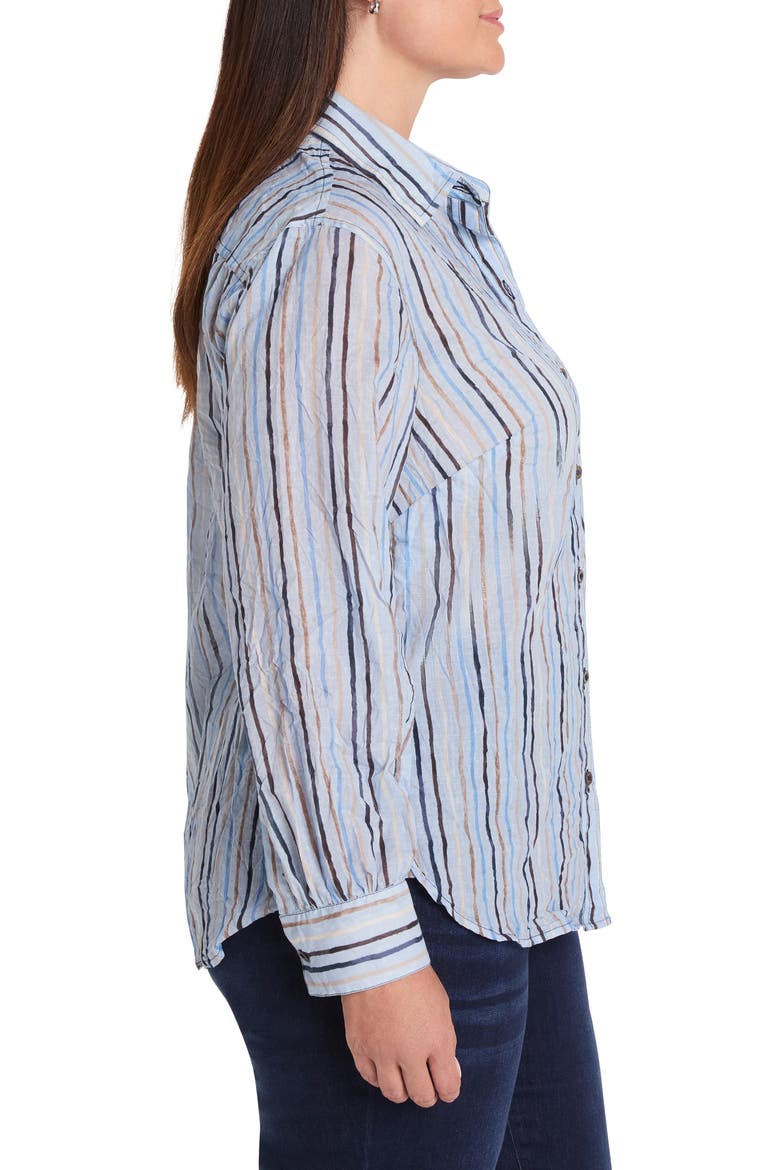 Drifty Stripe Cotton Button-Up Blouse, Alternate, color, BLUE MULTI