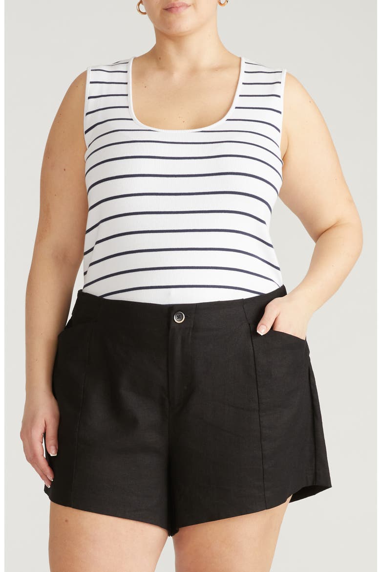 Daisy Ribbed Scoop Neck Tank, Main, color, NAUTICAL NAVY STRIPE