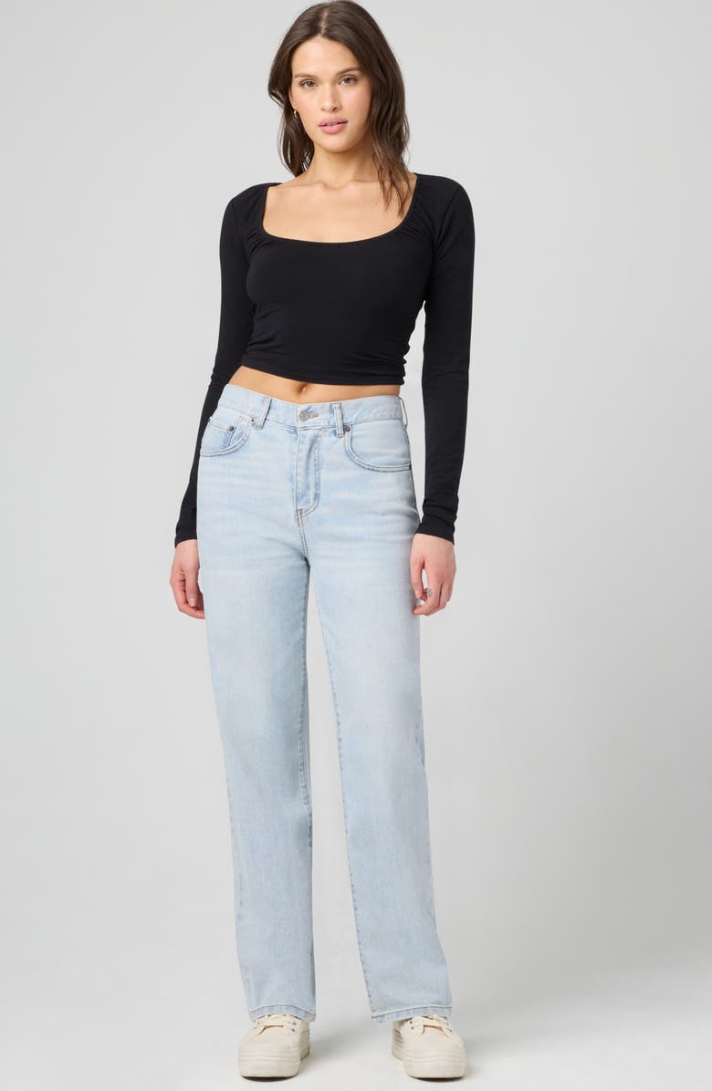 Florence by Mills Fitted Long Sleeve Crop Top, Alternate, color, Black