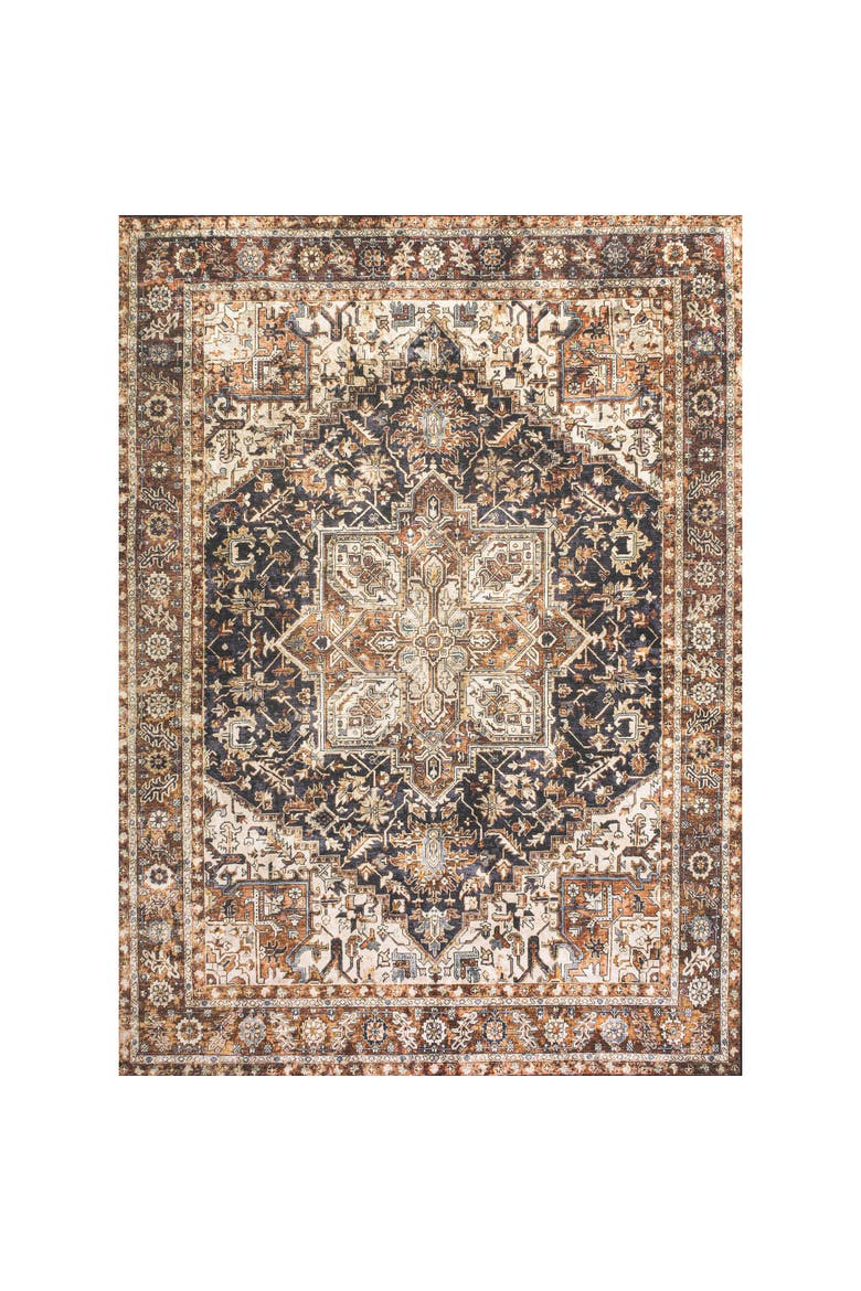 Chapell Chenille Traditional Medallion Machine-Washable Area Rug, Alternate, color, Black/Terra
