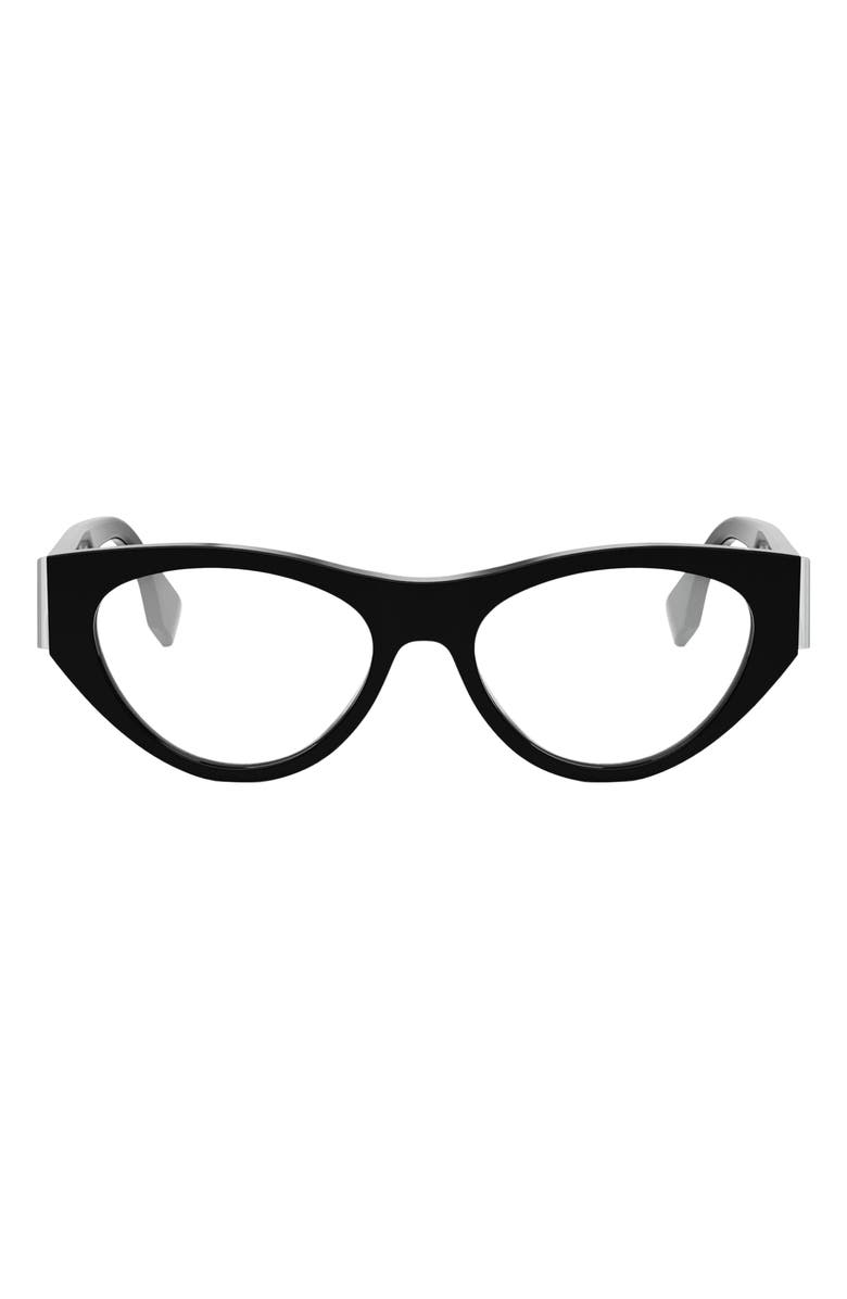 Fendi First 52mm Cat Eye Optical Glasses, Main, color, Shiny Black
