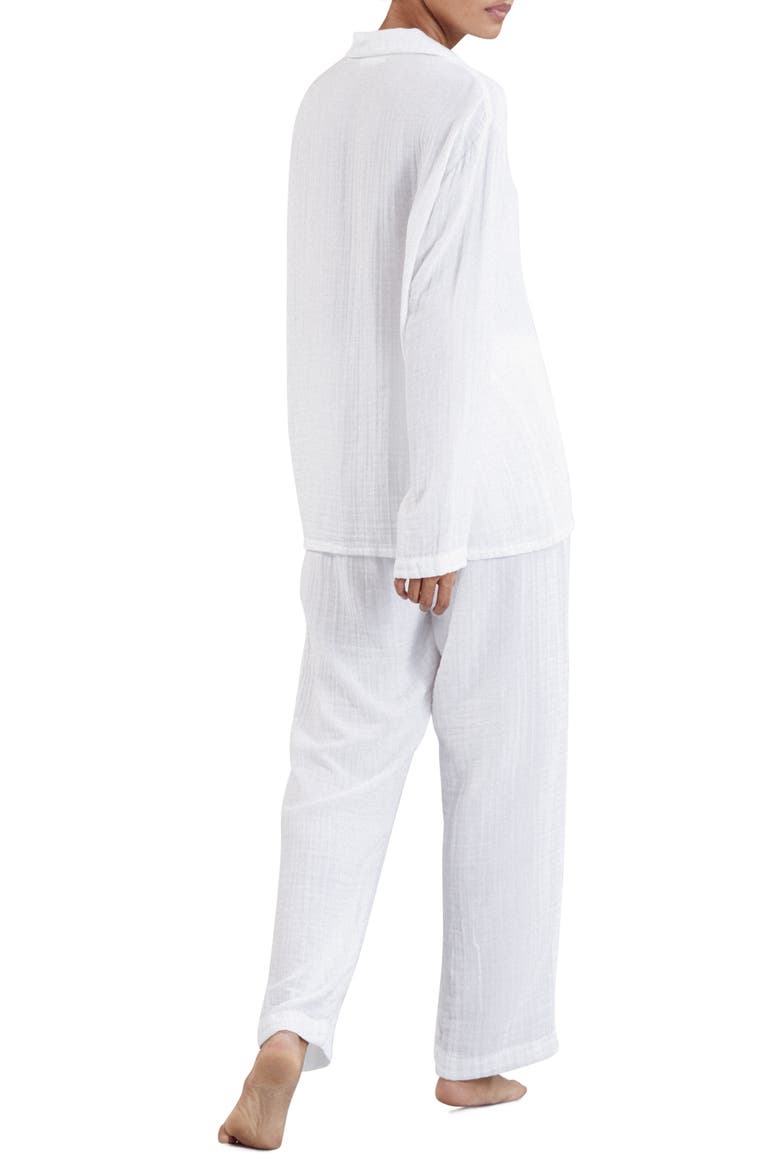 Double Cotton Pajamas, Alternate, color, WHITE