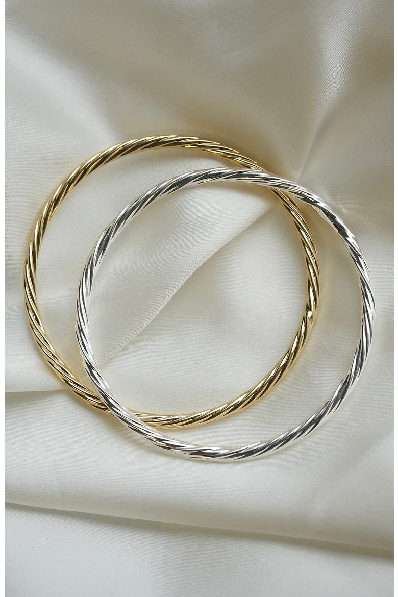 Two-Tone Twisted Bangle Set, Alternate, color, GOLD/ SILVER
