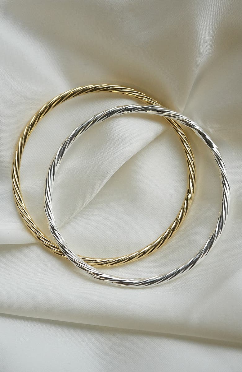 Argento Vivo Sterling Silver Two-Tone Twisted Bangle Set, Alternate, color, Gold/ Silver