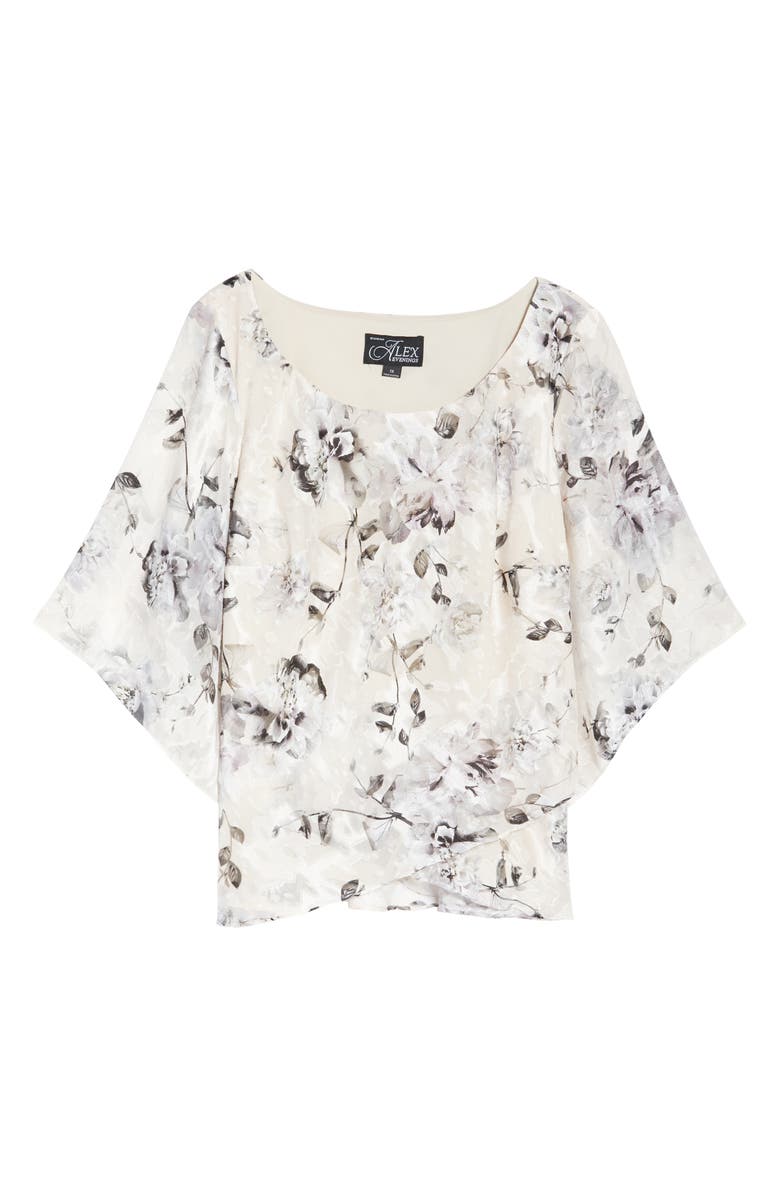Alex Evenings Floral Burnout Chiffon Top, Alternate, color,