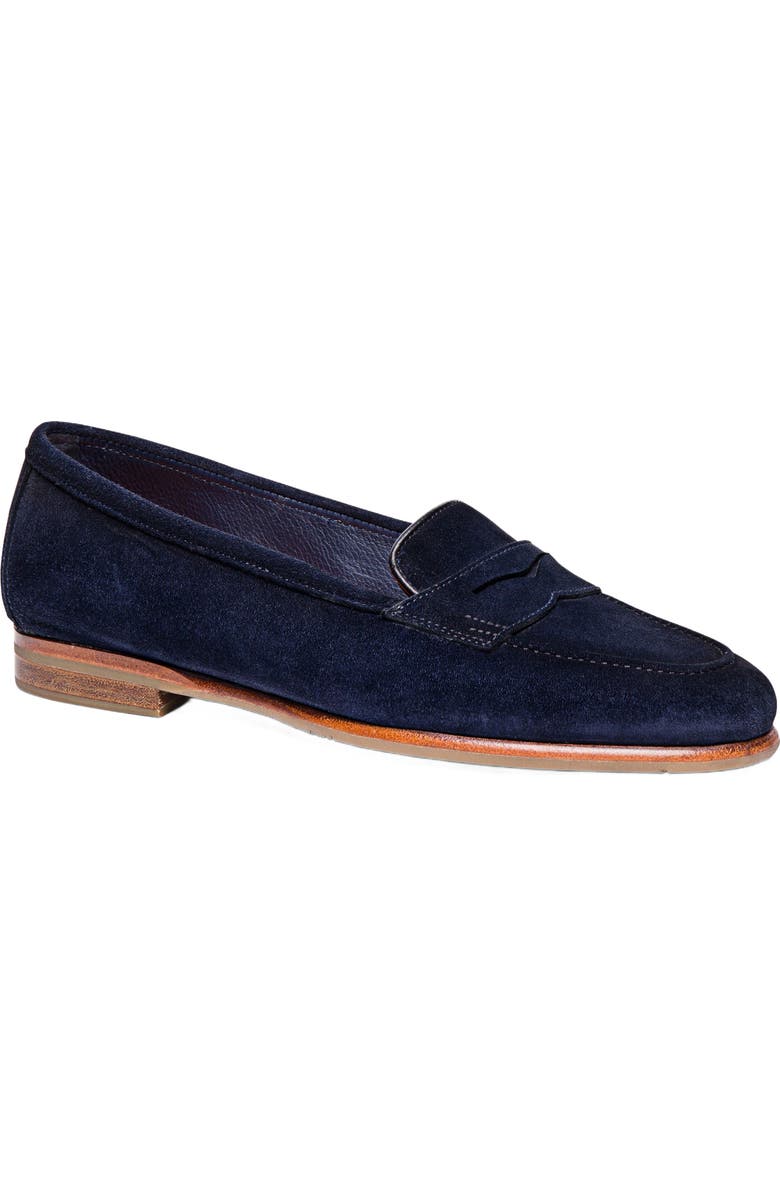 Santoni Women's suede Carla loafer, Alternate, color, Blue