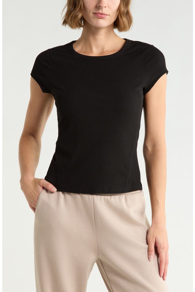 Glow Rib T-Shirt, Main, color, BLACK