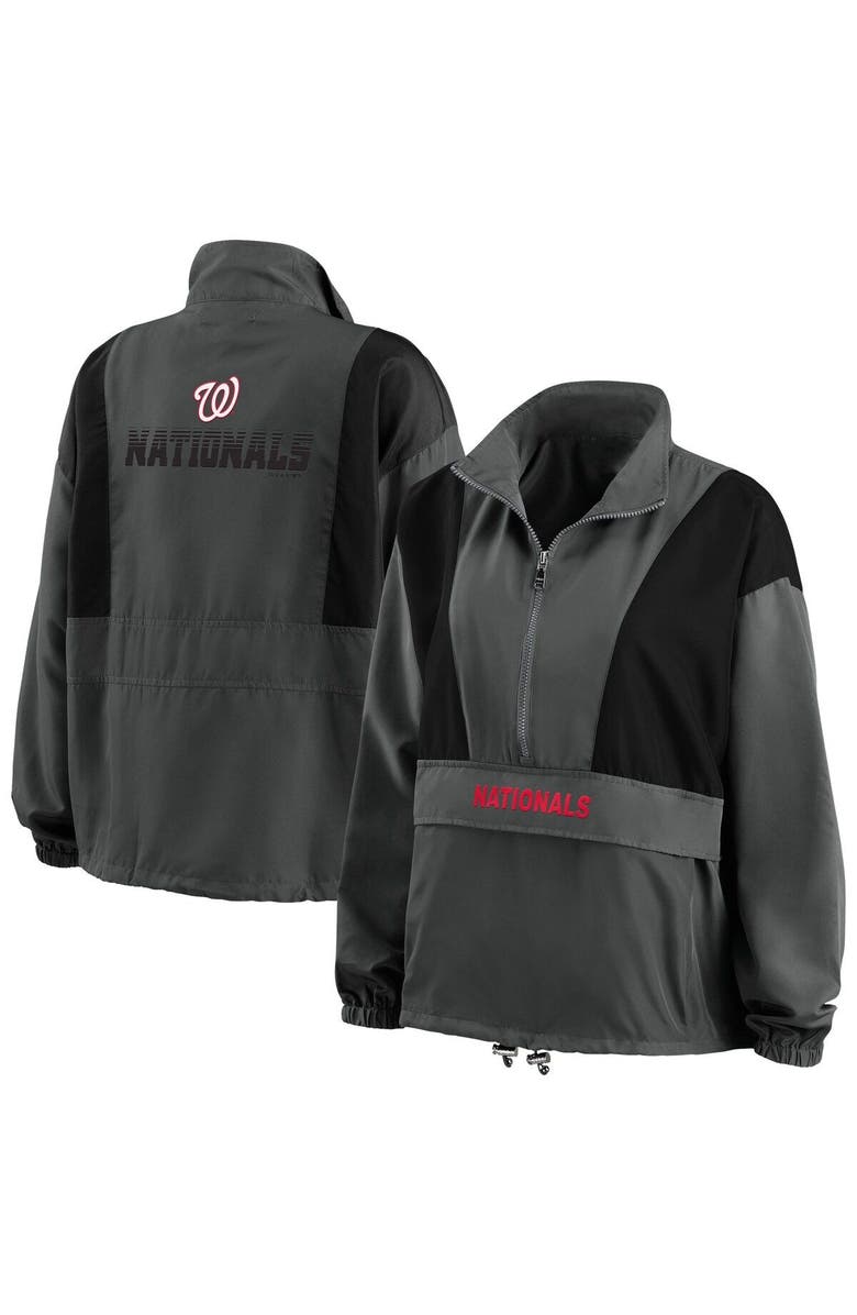 WEAR by Erin Andrews Women's WEAR by Erin Andrews Charcoal Washington Nationals Packable Half-Zip Jacket, Main, color, Charcoal