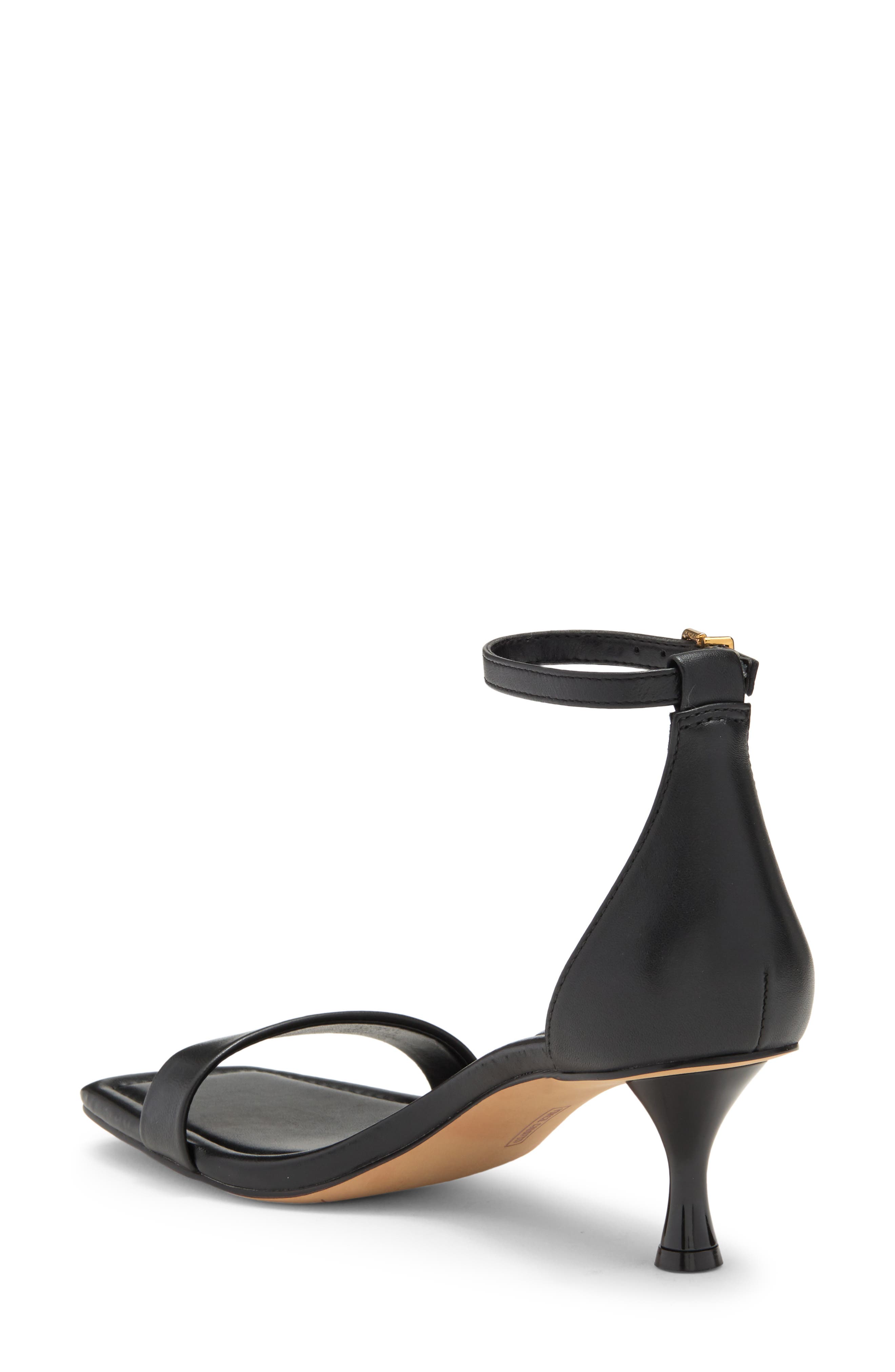 Vince Camuto Vinkely Square Toe Kitten Heel Sandal, Alternate, color, Black Soft Nappa Silk