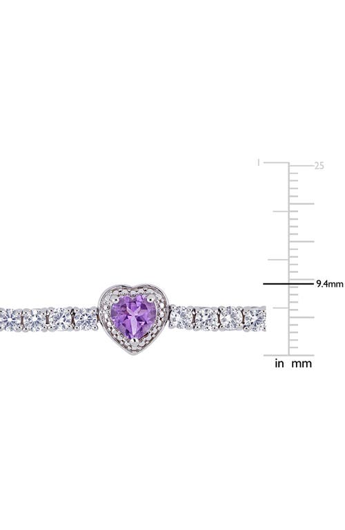 Delmar Amethyst & Lab Created White Sapphire Station Bracelet In Purple