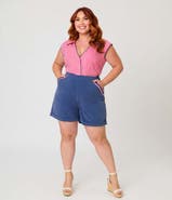 Unique Vintage Plus Size High Waist Short