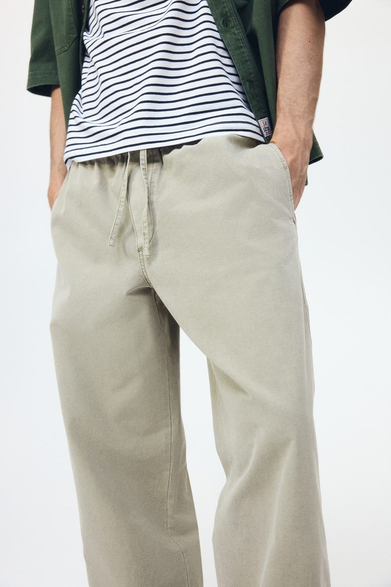Loose Fit Cotton Canvas Trousers, Alternate, color, Light khaki green