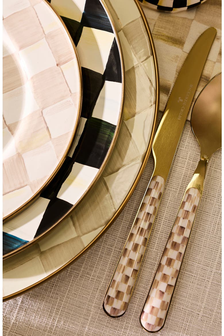 Mocha Check Bistro 5-Piece Place Setting, Alternate, color, MOCHA