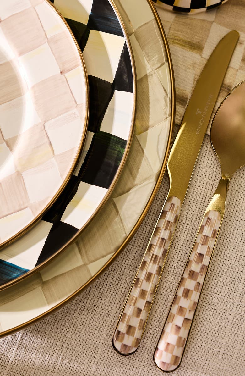 MACKENZIE CHILDS Mocha Check Bistro 5-Piece Place Setting, Alternate, color, Mocha