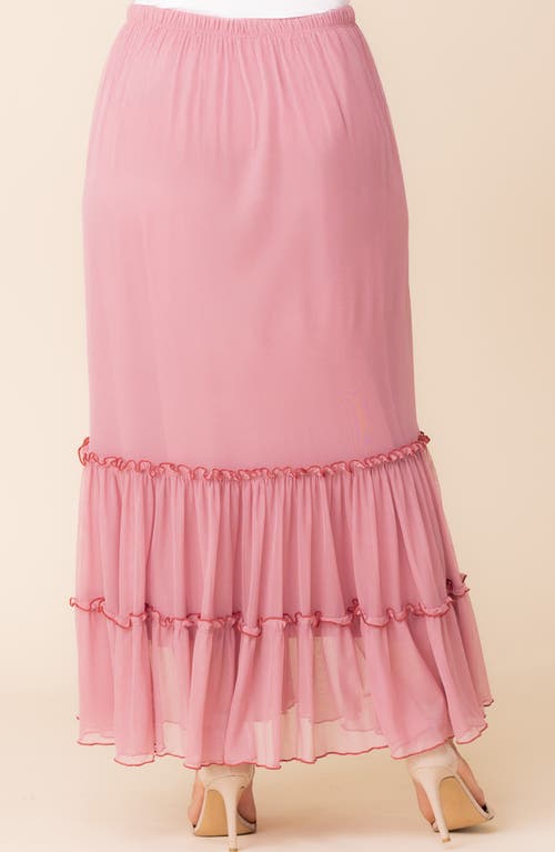 Kiyonna Isla Tiered Mesh Skirt In Rose Quartz
