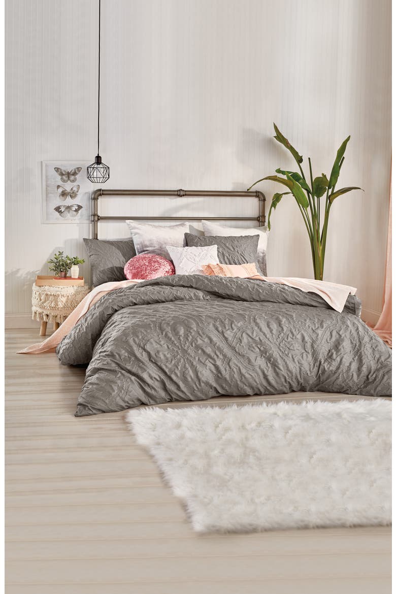 Velvet Tile Comforter & Sham Set, Alternate, color, GREY