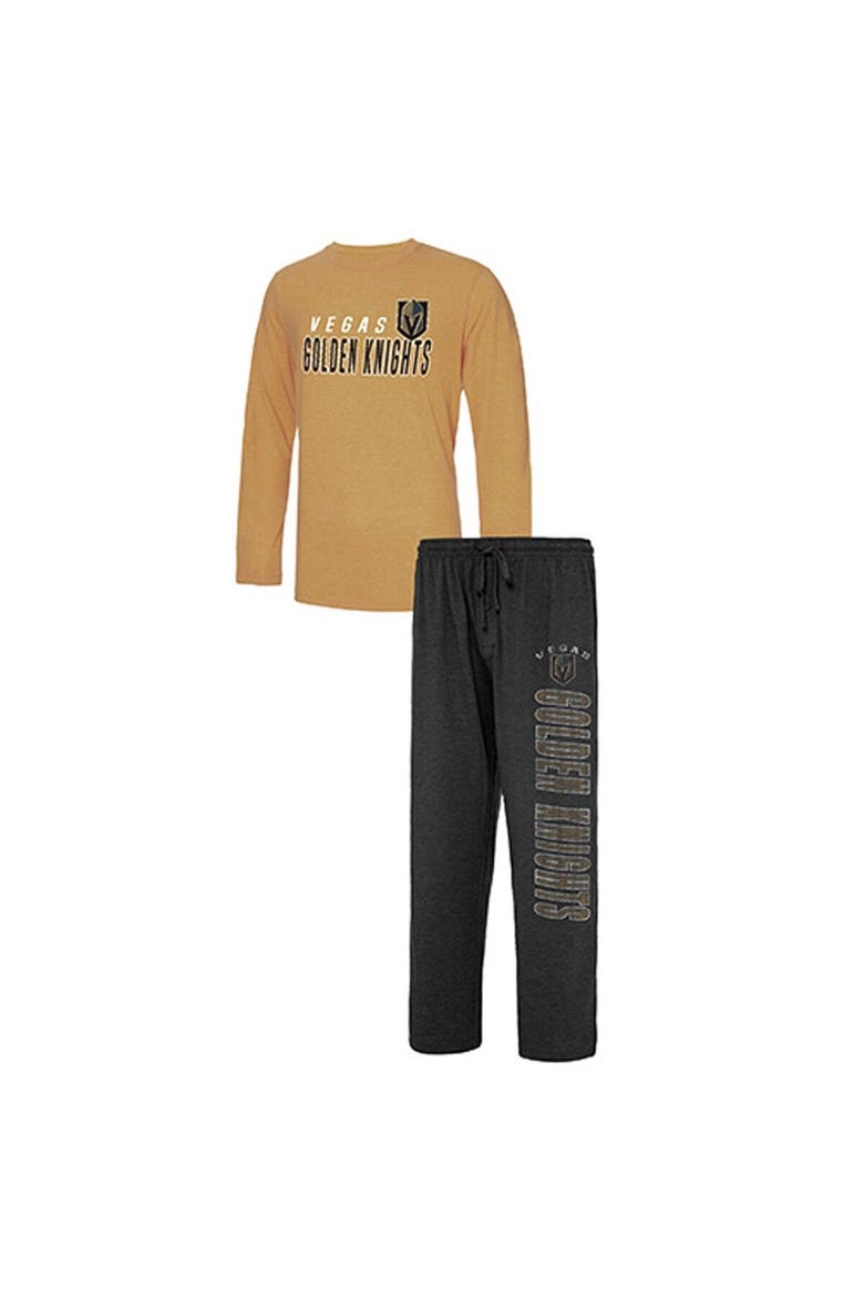 Men's Concepts Sport Black/Gold Vegas Golden Knights Meter Long Sleeve T-Shirt & Pants Sleep Set, Alternate, color, Black