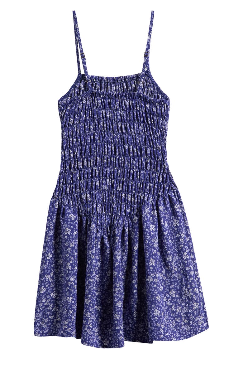 Walking on Sunshine Kids' Smocked Drop Waist Dress, Alternate, color, Navy Ditsy