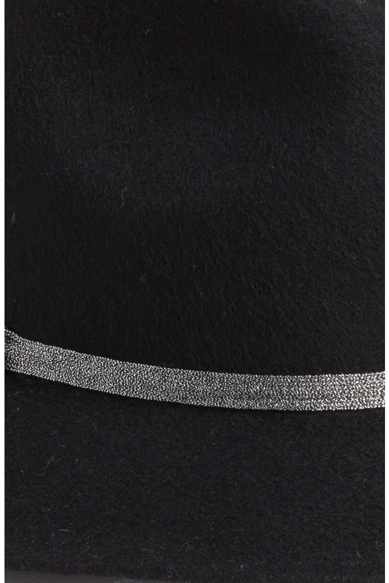 Metallic Band Wool Felt Panama Hat, Alternate, color, BLACK