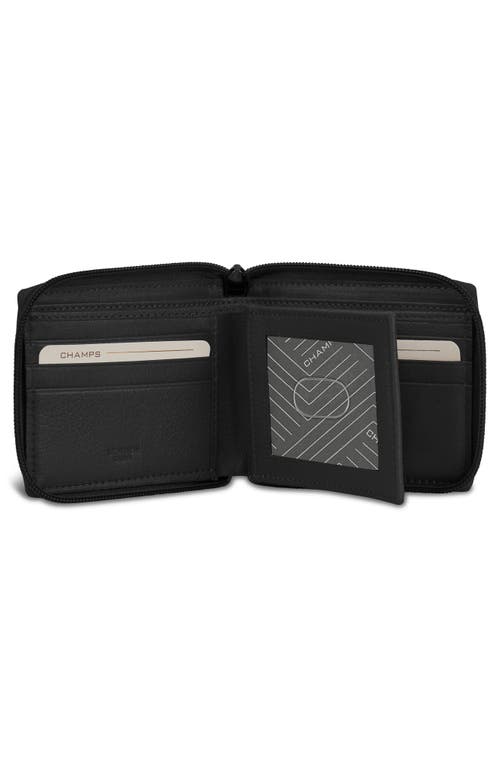 Champs Onyx Zip Around Bifold Wallet In Black