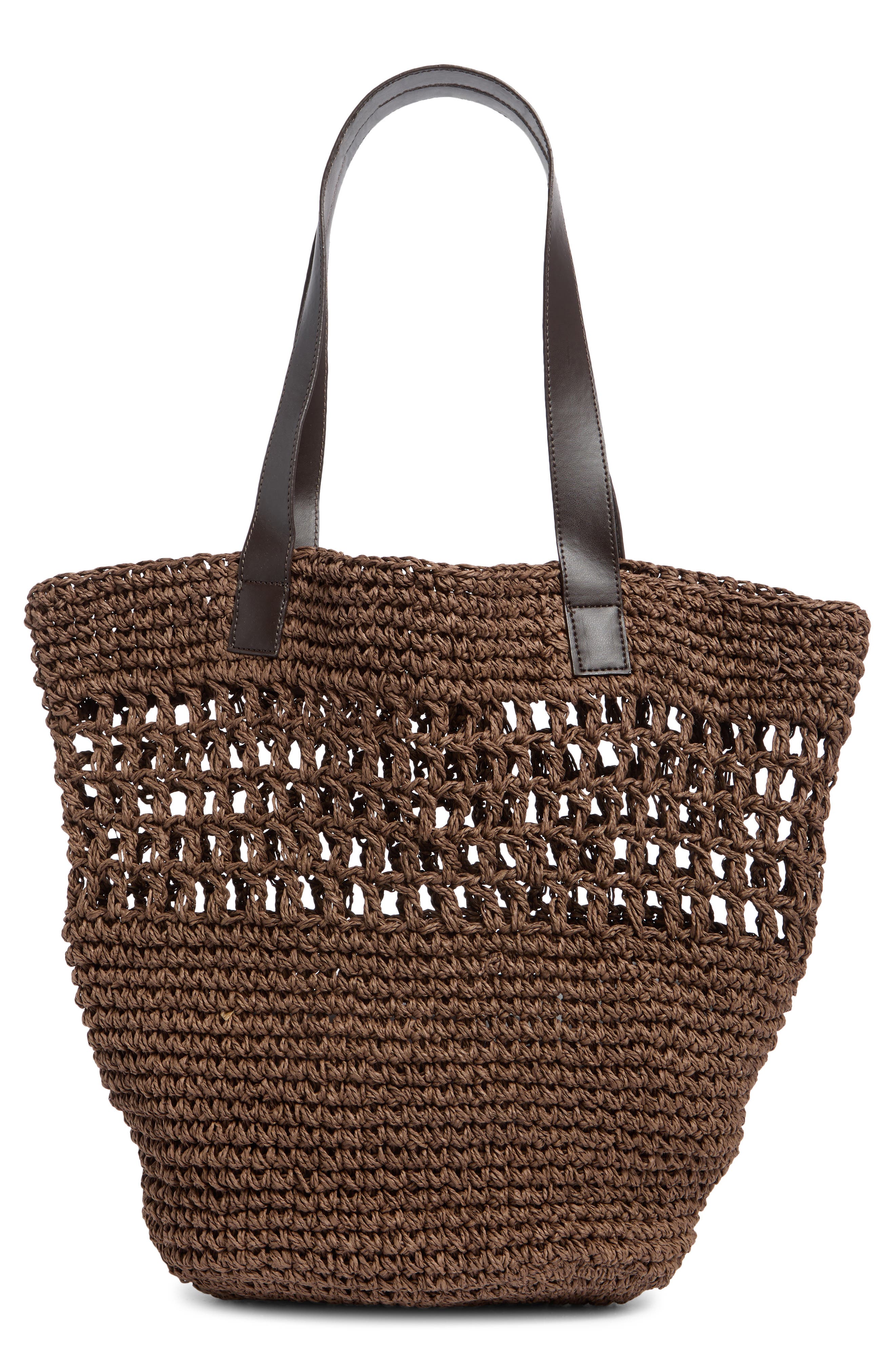 Collection XIIX Raffia Market Tote, Alternate, color, Chocolate