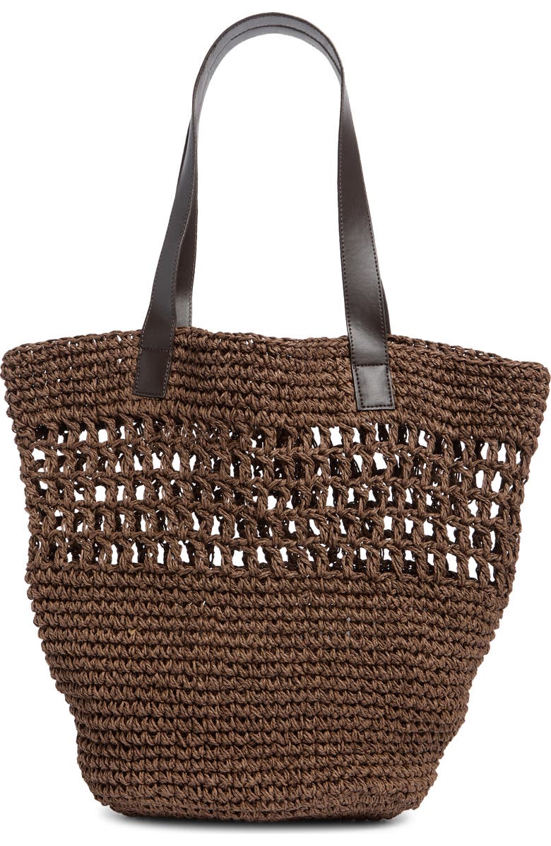 Collection XIIX Raffia Market Tote, Alternate, color, Chocolate