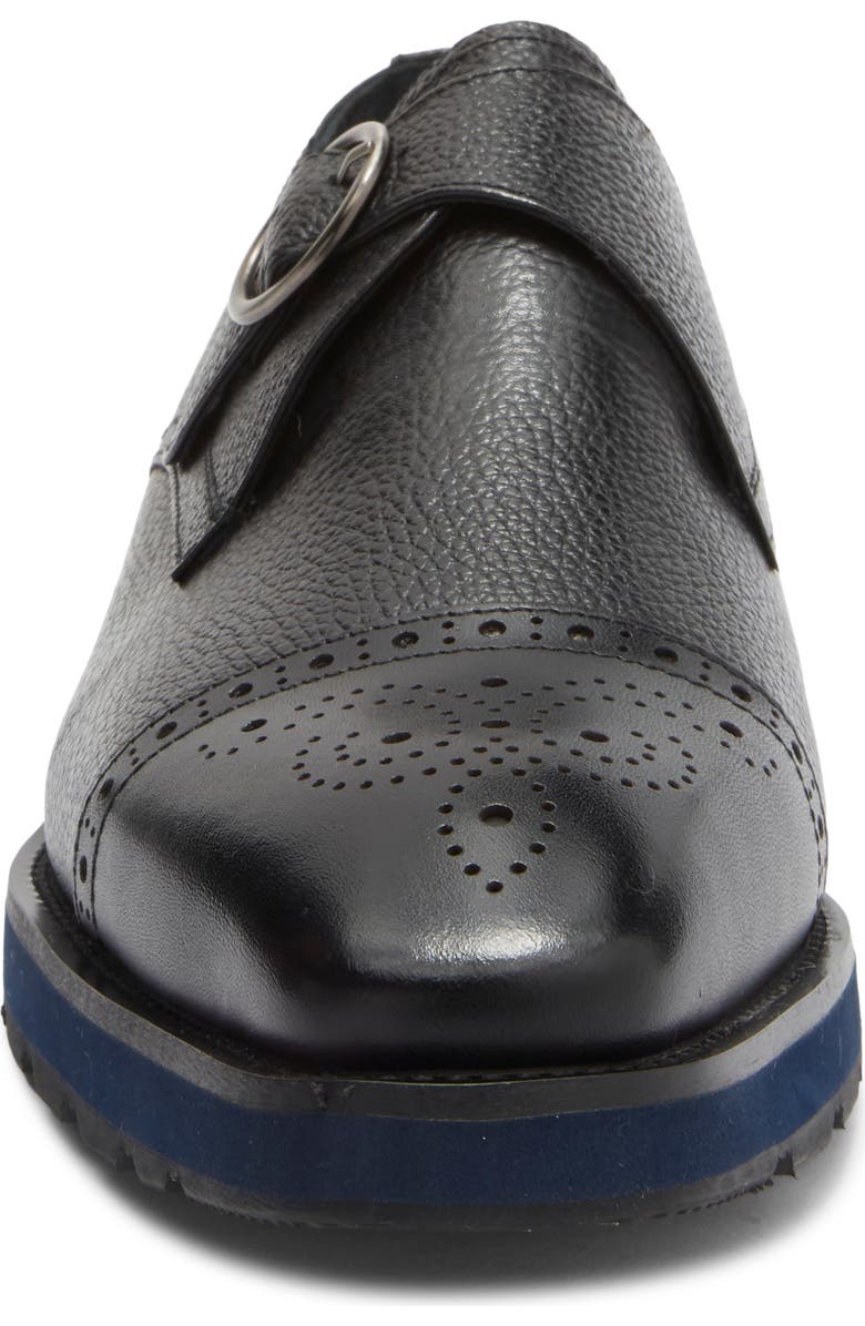 Maison Forte Coventry Hybrid Cap Toe Monk Strap Loafer, Alternate, color, Black