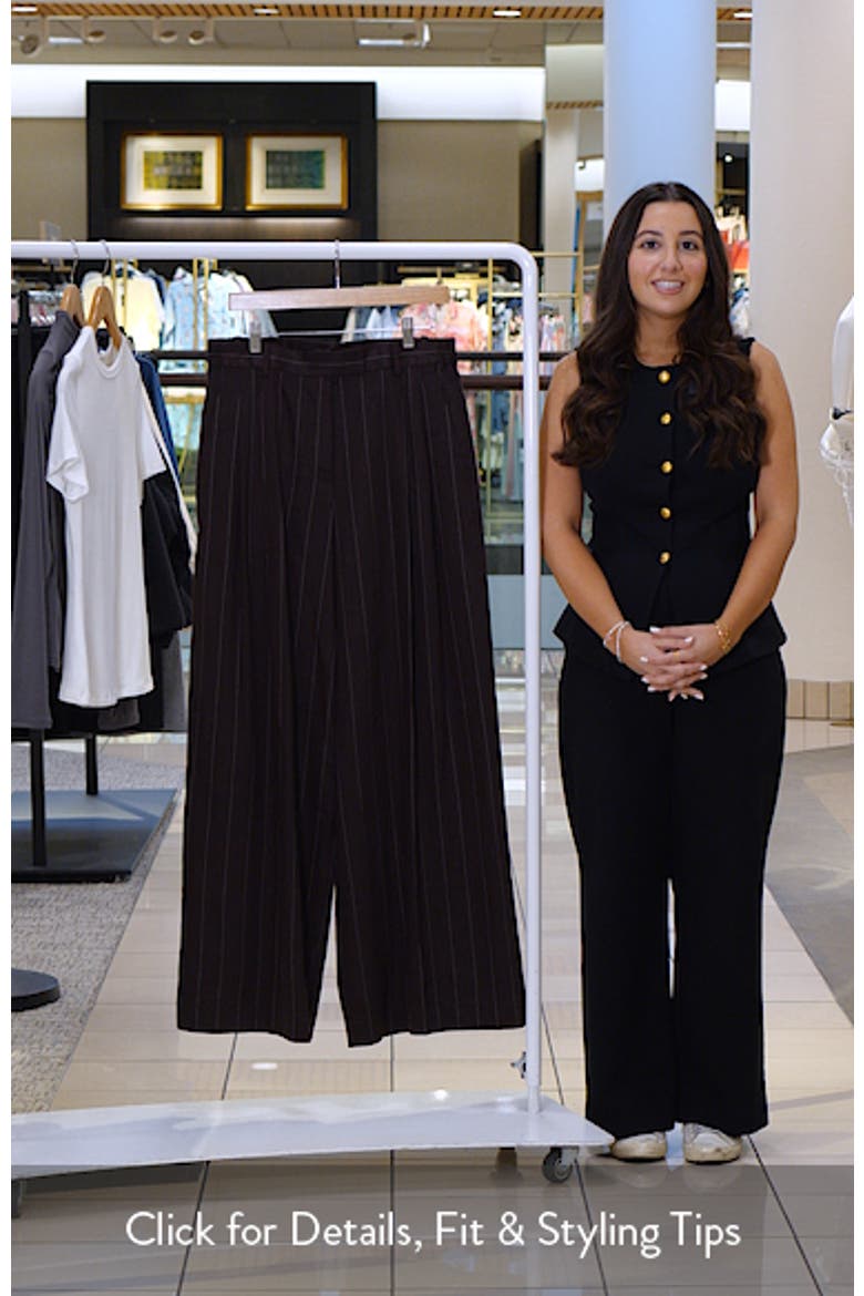 Pinstripe Wide Leg Linen Blend Pants video