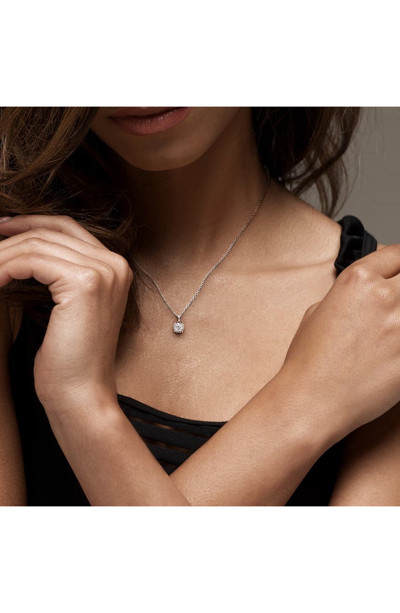 Created Forever Sterling Silver Round Lab Grown Diamond Pendant Necklace, Alternate, color, Silver