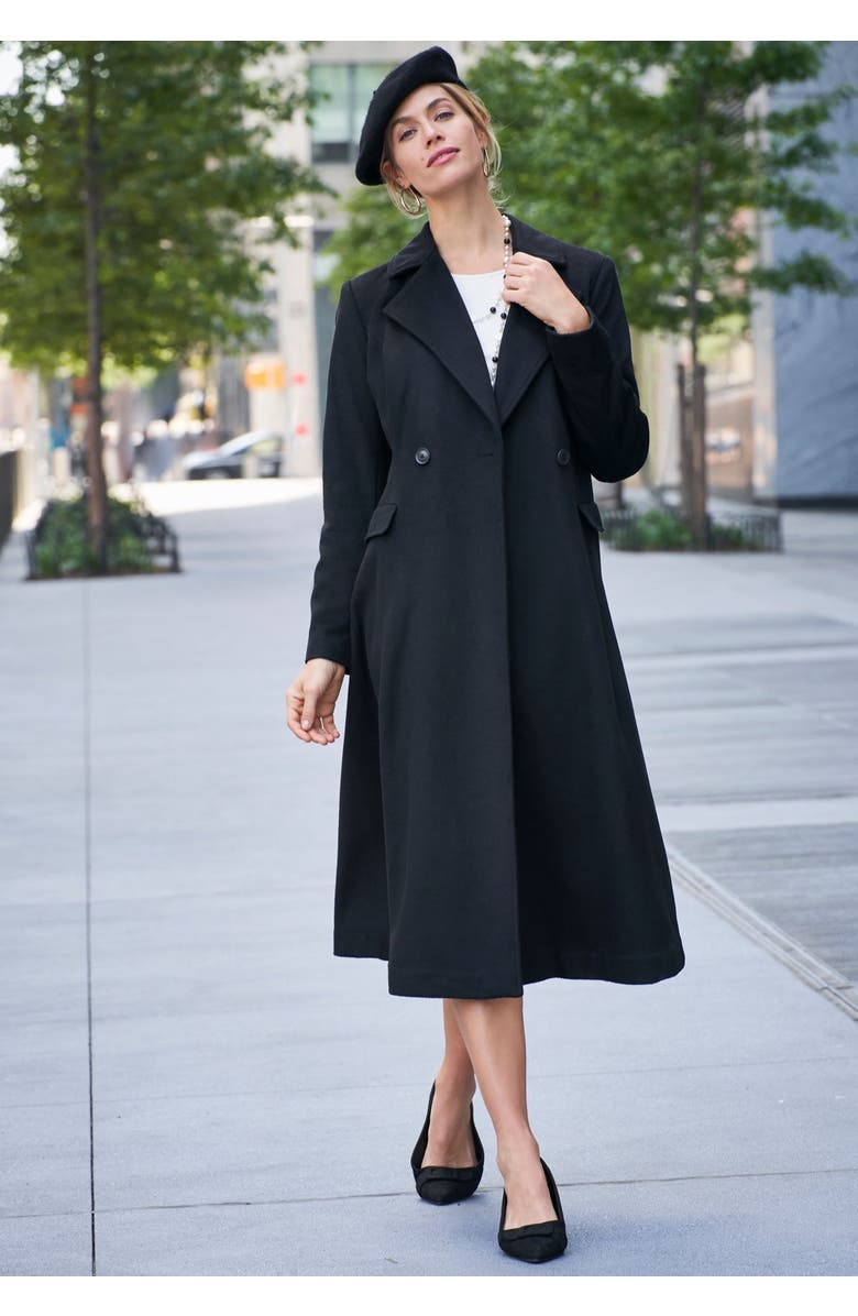 Jessica London Trapeze Wool-Blend Coat, Alternate, color, Black