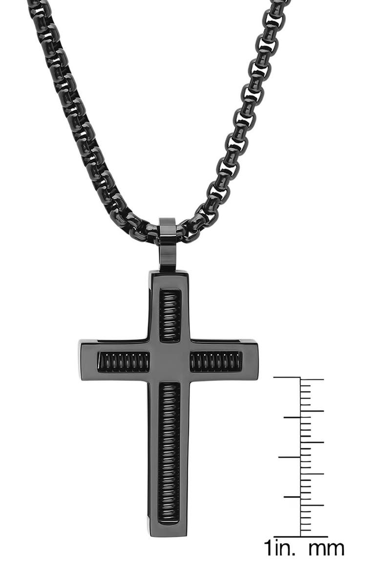 Cross & Cable Pendant Necklace, Alternate, color, BLACK