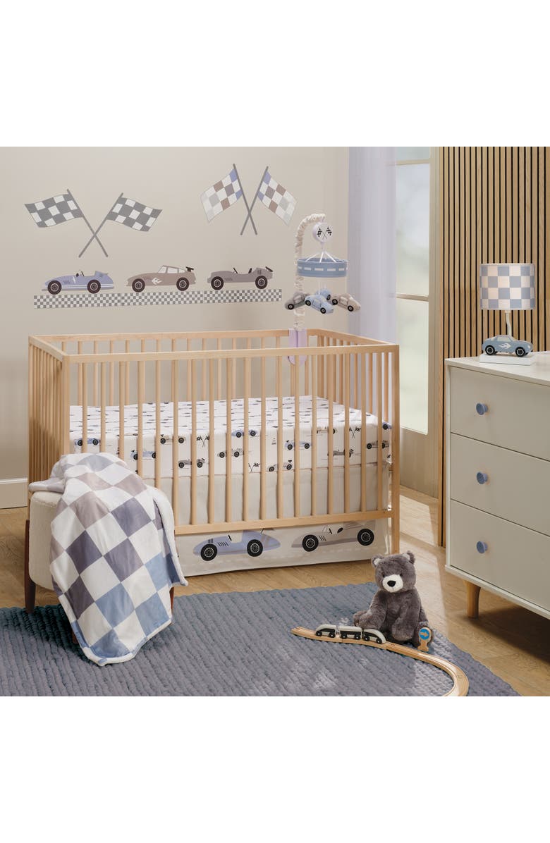 Lambs & Ivy Little Racer 3-Piece Cars/Transportation Baby Crib Bedding Set, Alternate, color, Blue