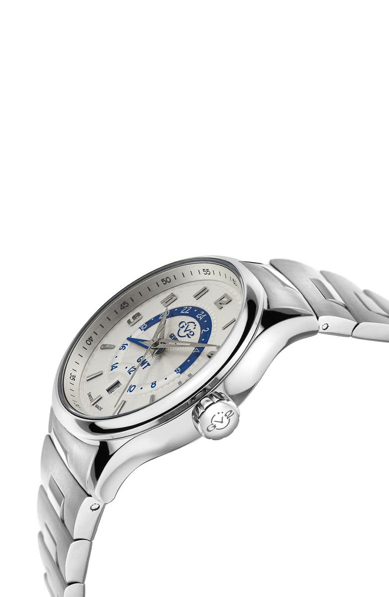 GEVRIL Men's Giromondo Silver Dial Bracelet Watch, 40mm, Alternate, color, Stainless Steel