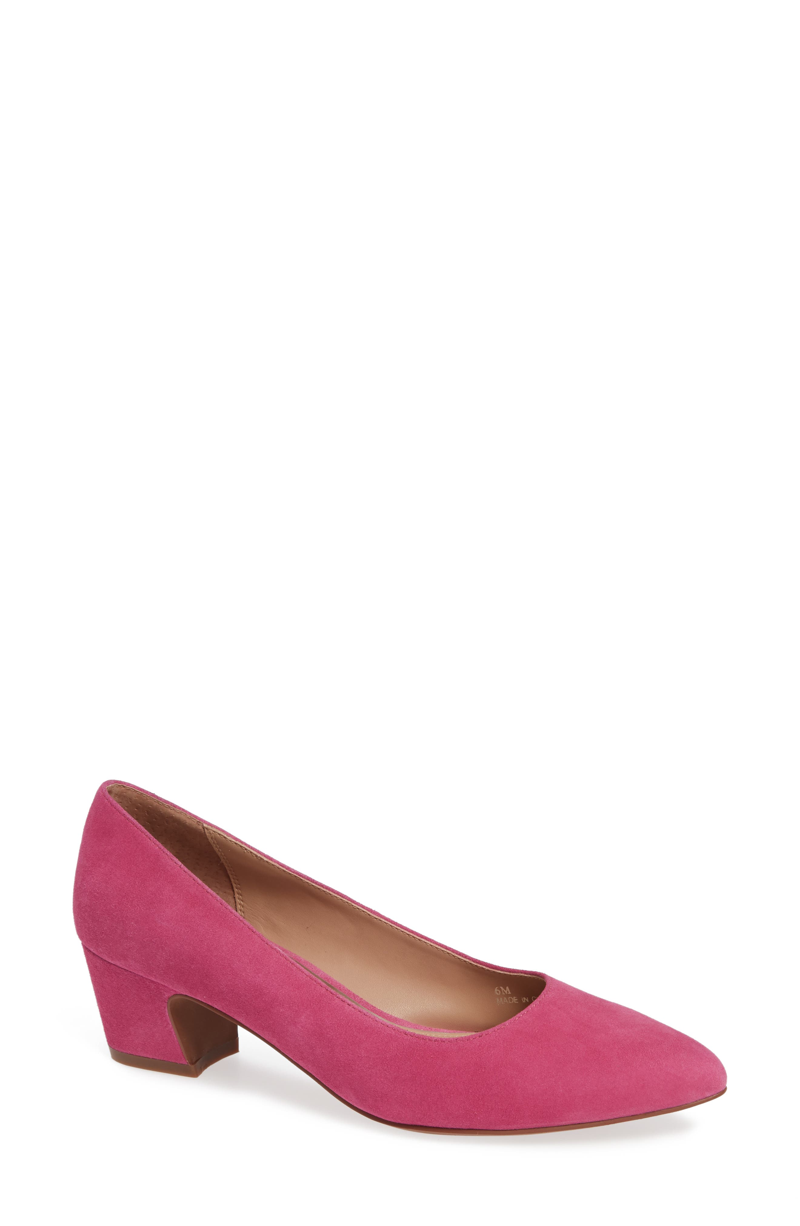 Block Heel Pump, Main, color, HOT PINK SUEDE