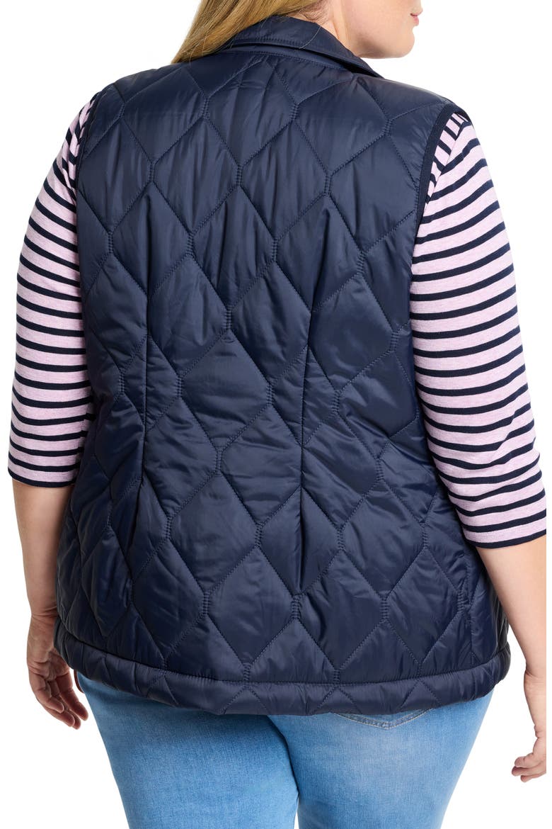 Rib Trim Quilted Puffer Vest, Alternate, color, DARK INDIGO