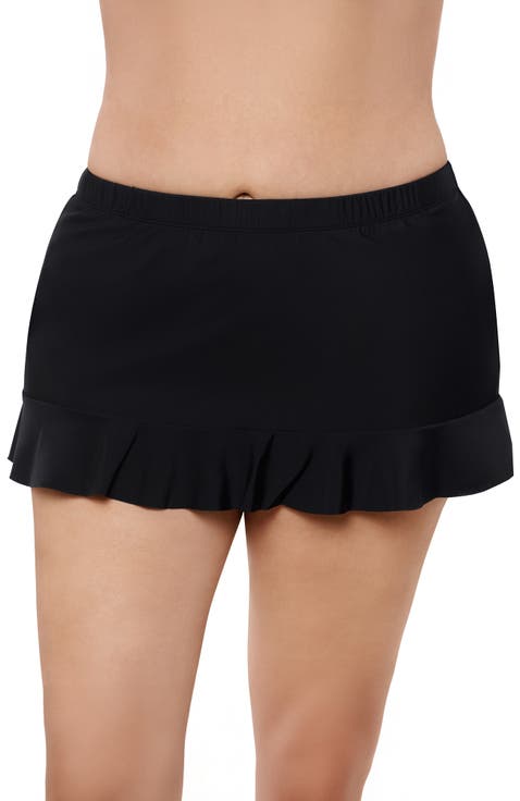 Plus Size High Waist Slimming Ruffle Skirt Swimsuit Bottom
