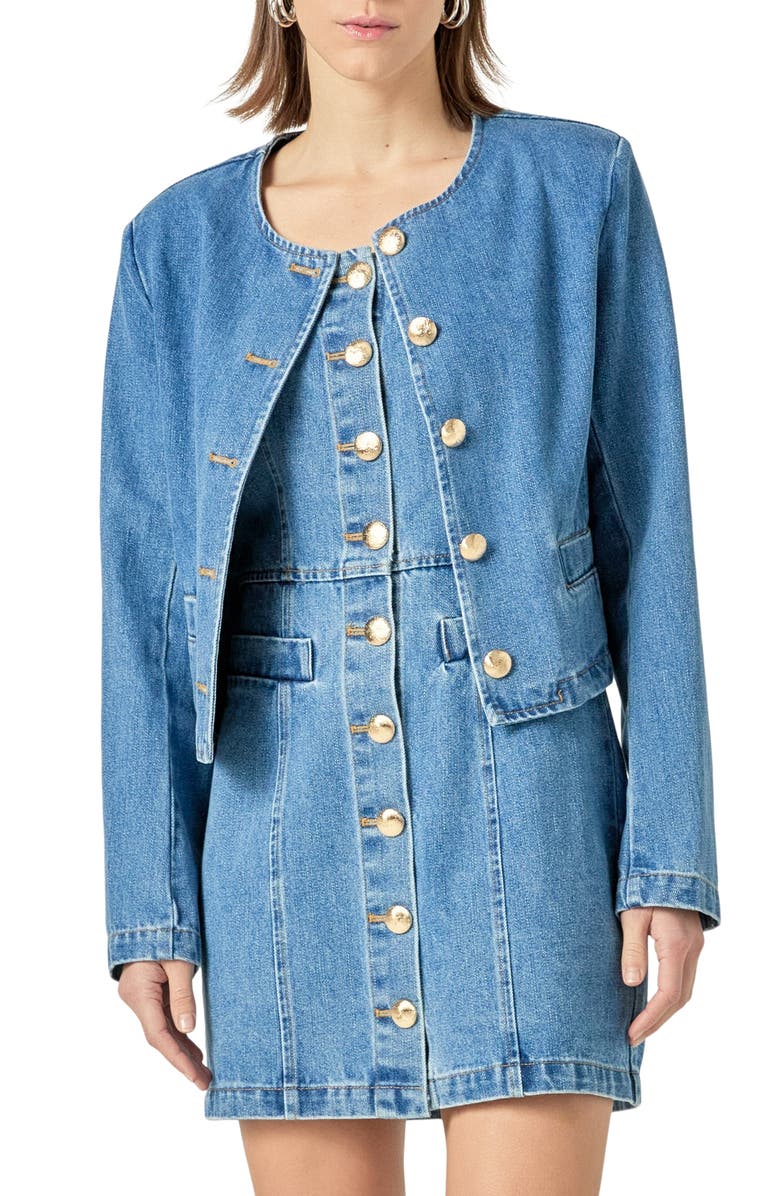 English Factory Crop Denim Jacket, Main, color, 