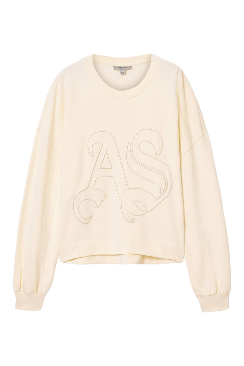 Lila Embroidered Oversize Cotton Sweatshirt, Alternate, color, PEBBLE WHITE