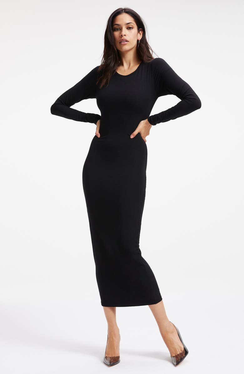 Good American Good Touch Long Sleeve Body-Con Midi Dress, Alternate, color, 