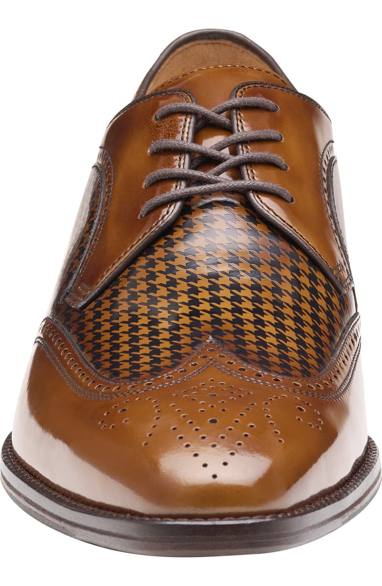 Johnston & Murphy Sullivan Wingtip Derby, Alternate, color, Mahogany Brush-Off Houndstooth