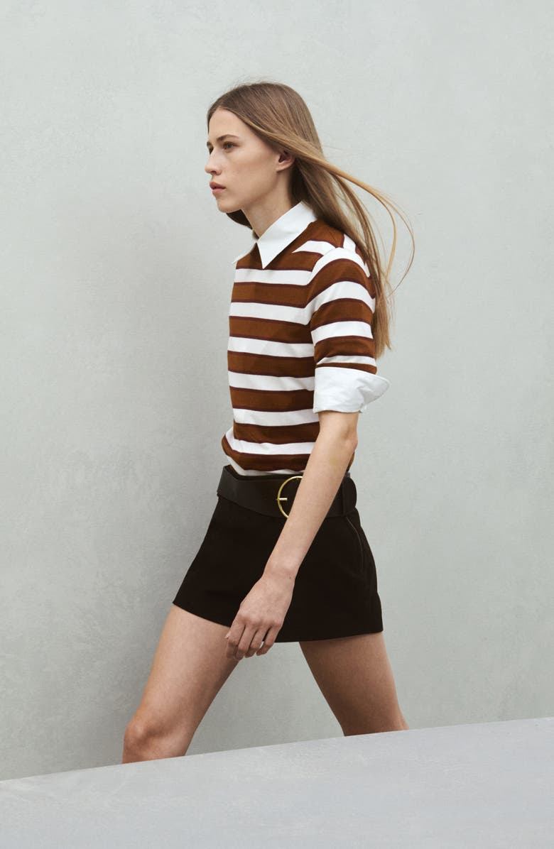 MANGO Stripe Short Sleeve Sweater, Alternate, color, 