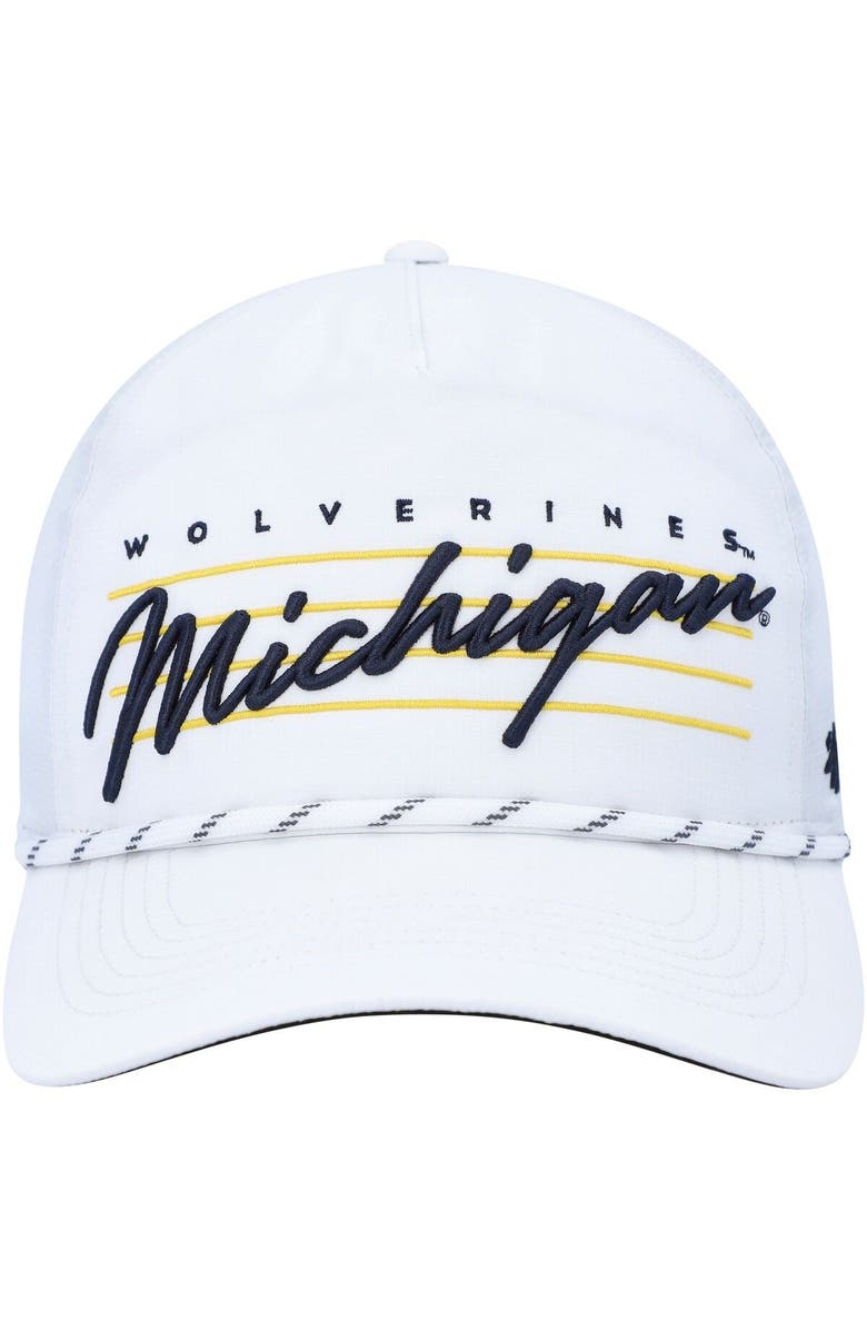 '47 Men's '47  White Michigan Wolverines Downburst Hitch Trucker Snapback Hat, Alternate, color, 