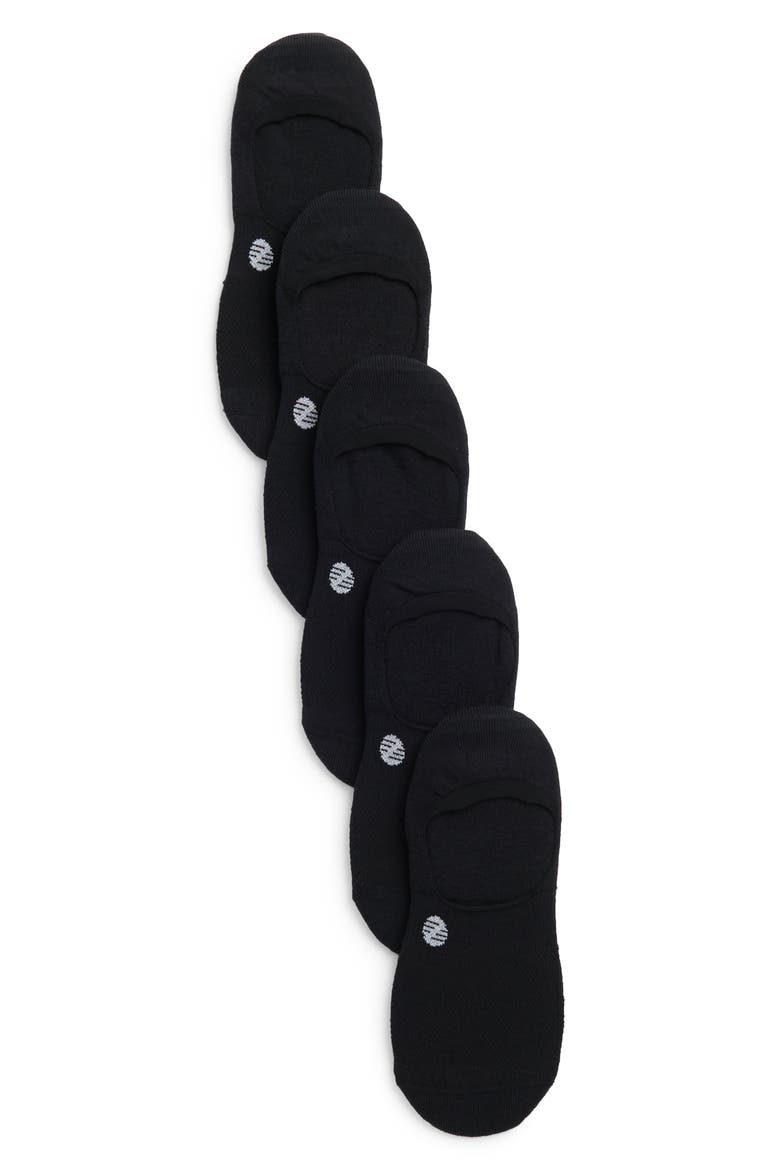 All Purpose Cushioned 5-Pack No Show Liner Socks, Main, color, BLACK