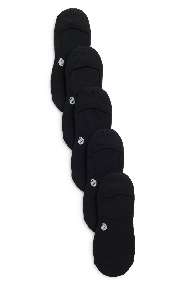 Z by Zella All Purpose Cushioned 5-Pack No Show Liner Socks, Main, color, Black