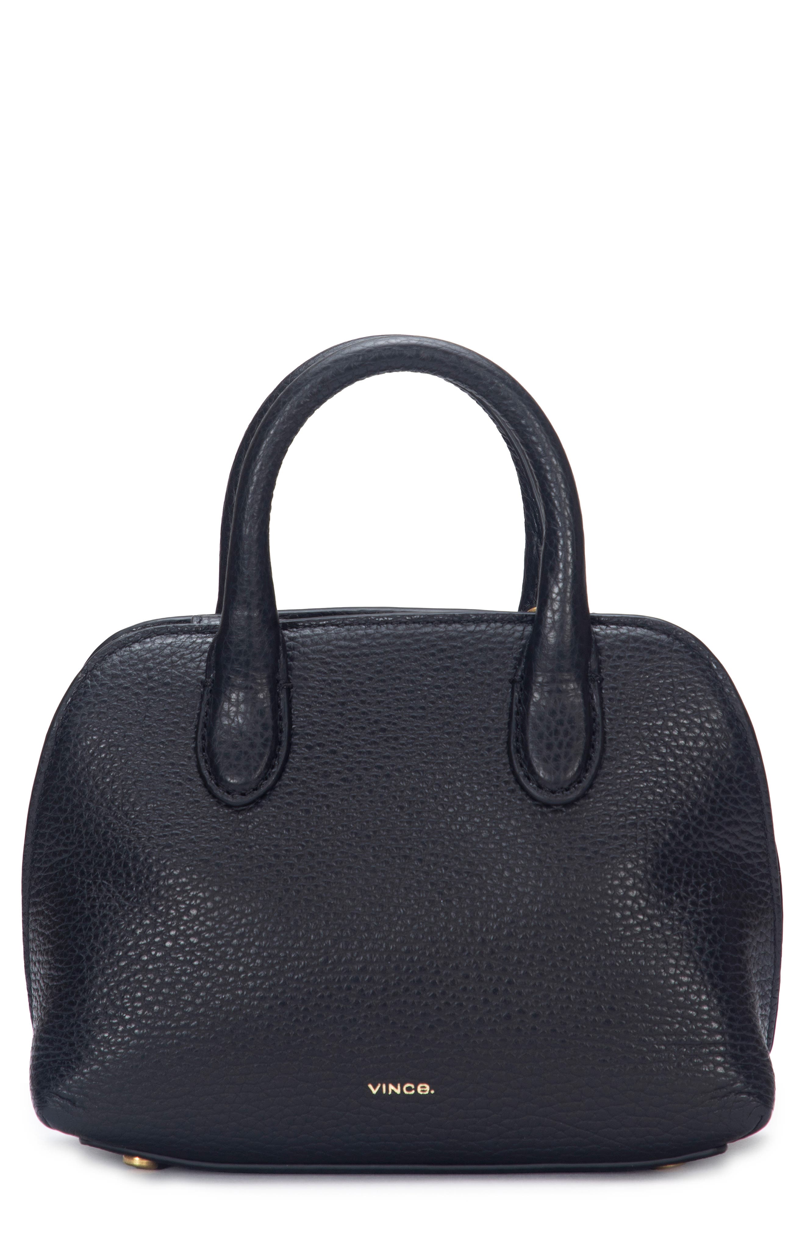 Vince Mini Delphine Pebble Leather Top Handle Bag, Main, color, Black